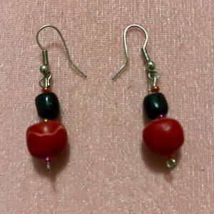 Red and Black Beaded Earrings